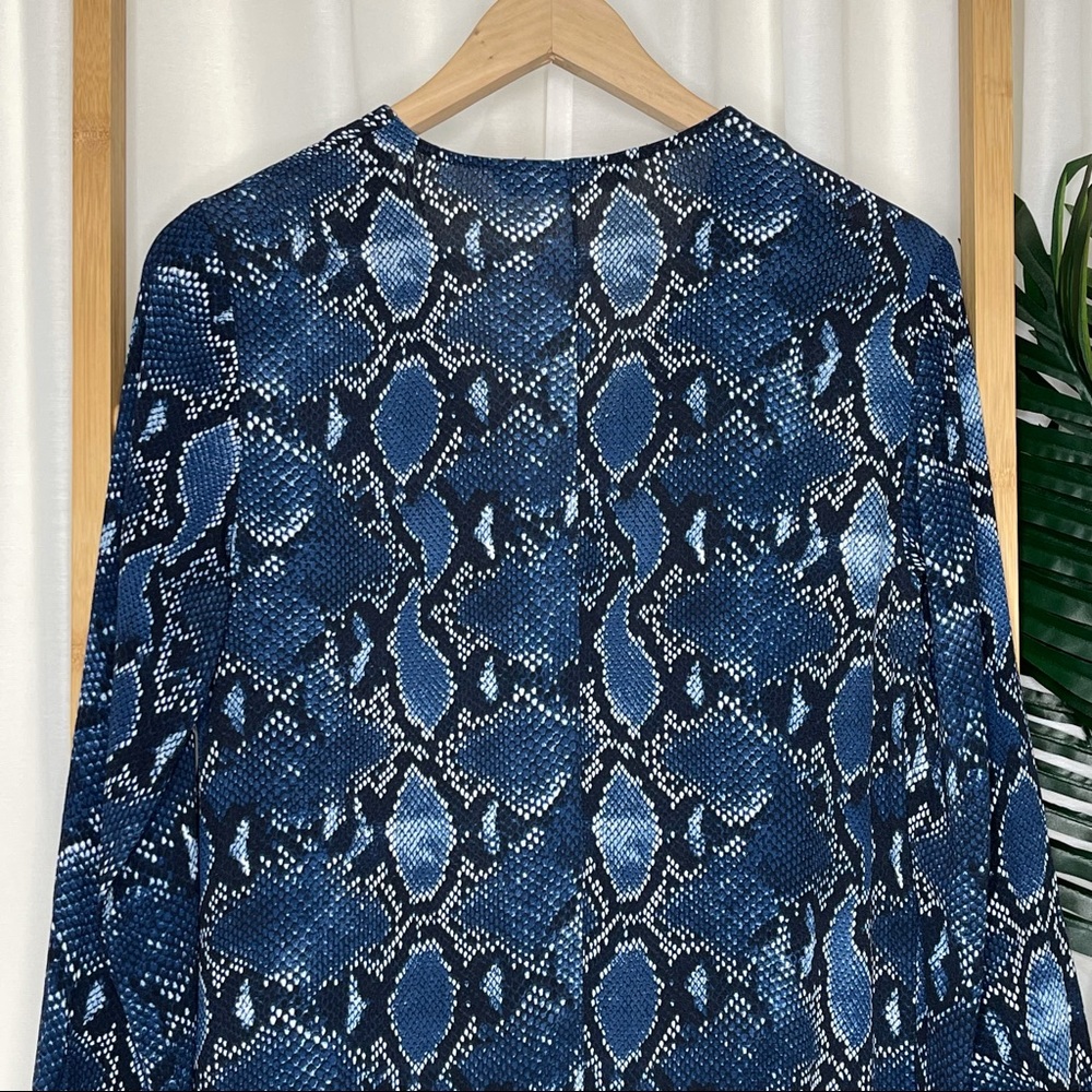 SOLD Zara Blue Snake Print V Neck Button Front Dress S - Picture 7 of 11
